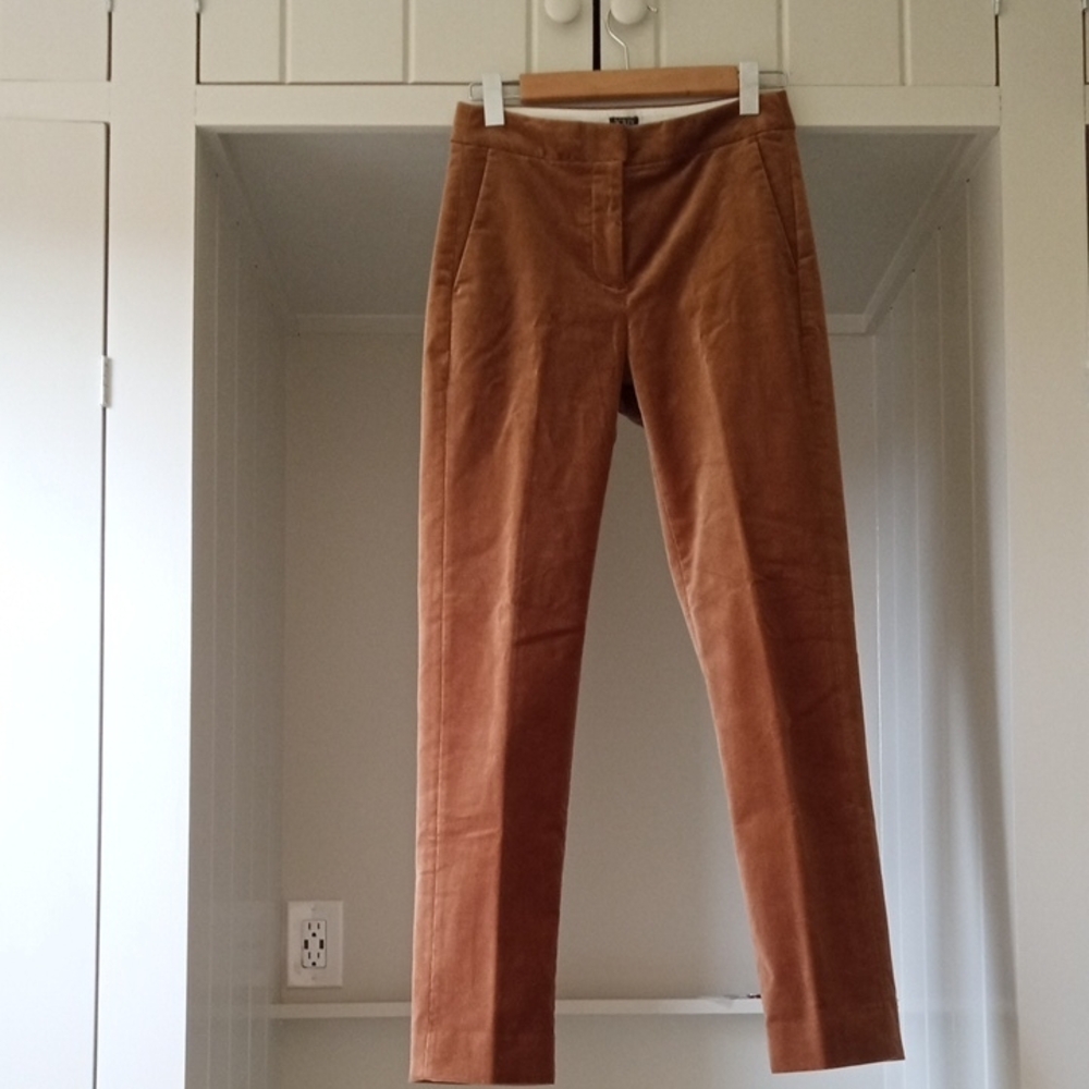 J. Crew Kate Velvet Camel Straight Leg Pants Size 0